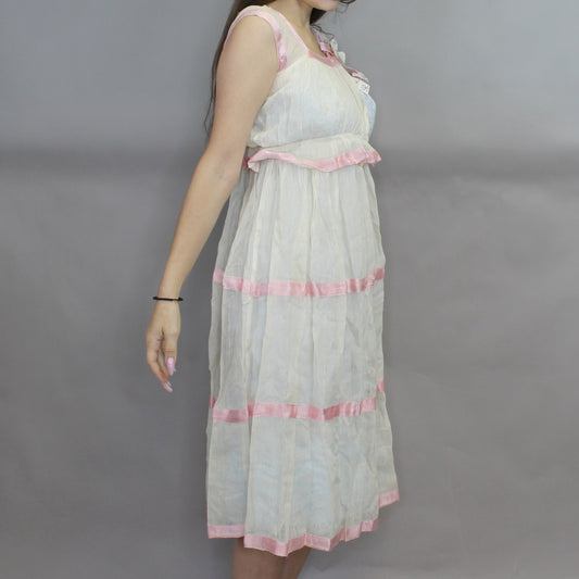 Vintage 20s Antique Budoir Ruffle Net Dress