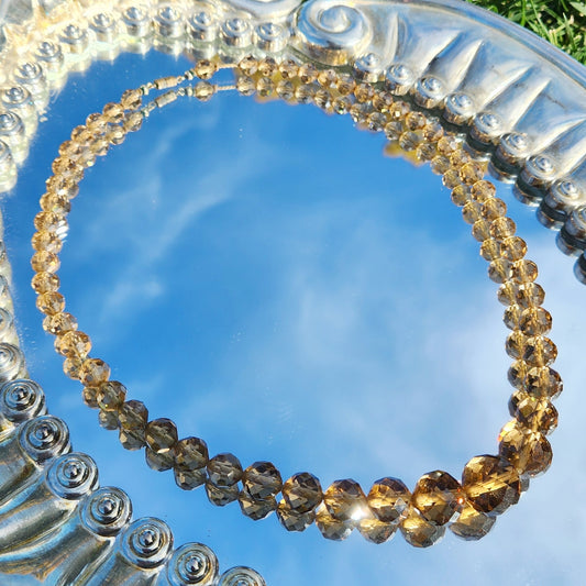 Vintage 30s Smokey Czech Iris Glass Graduated Bead Necklace