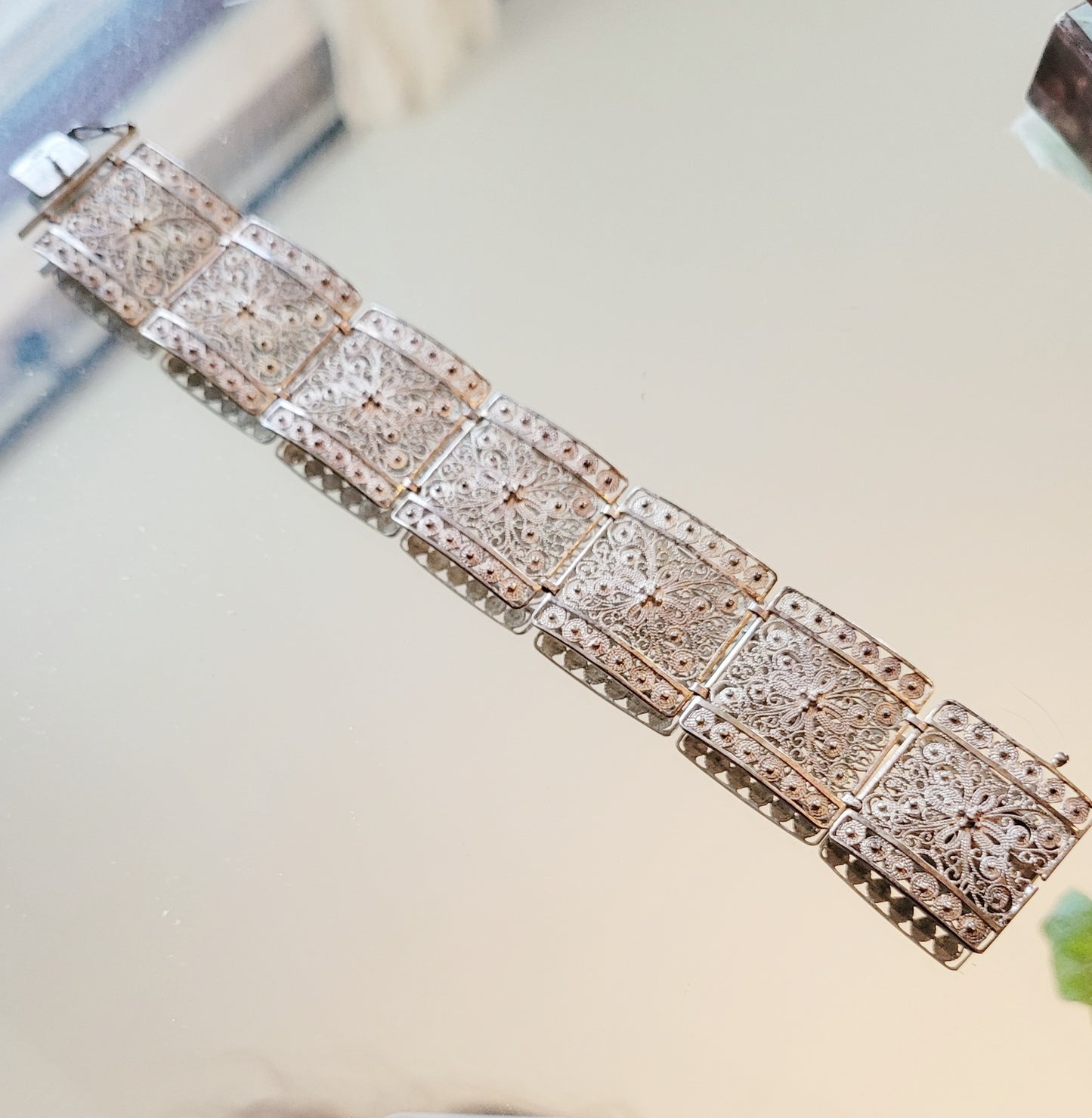 Vintage 60s Filigree Lace Panel Bracelet Intricate Wolfgang Dahmer German Bracelet