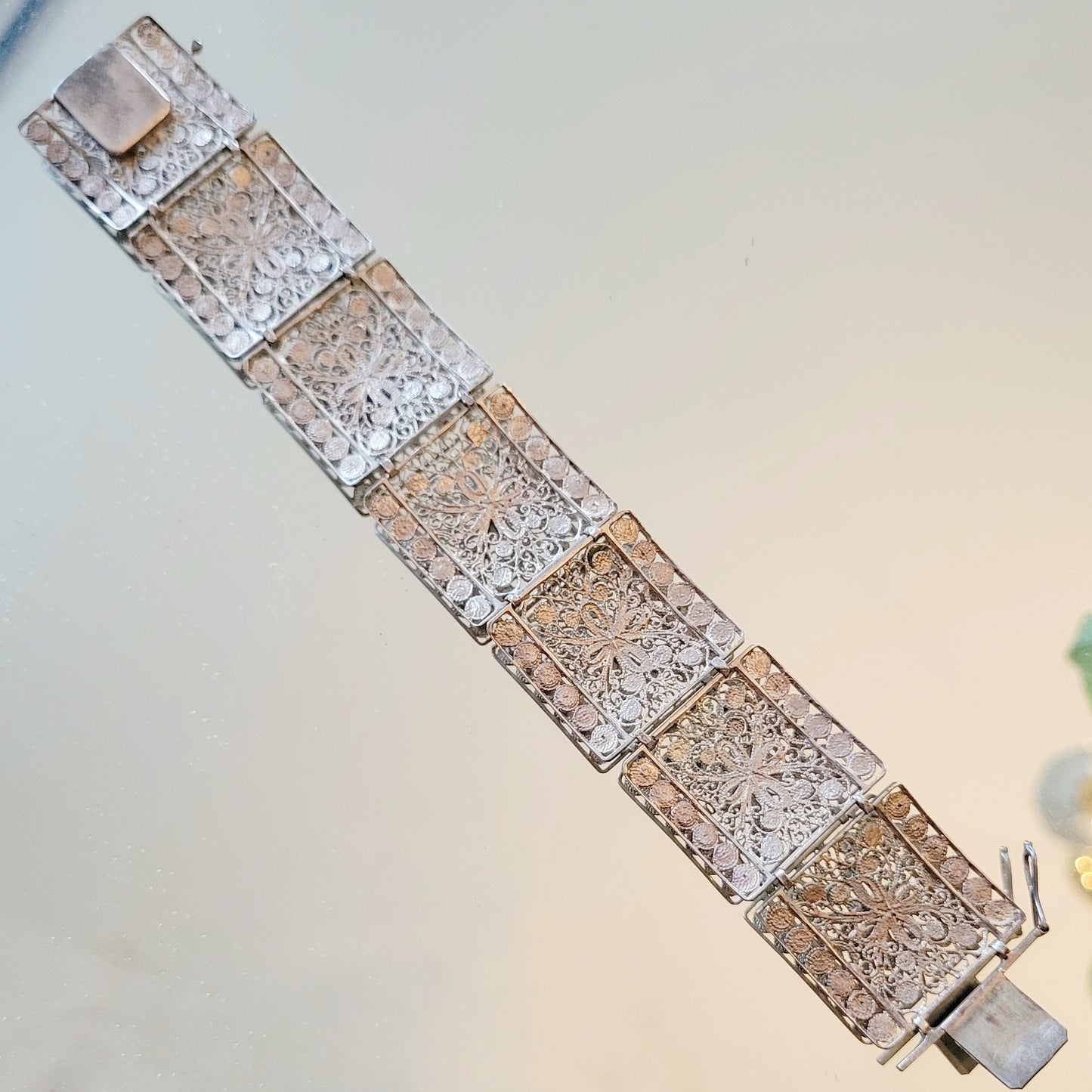 Vintage 60s Filigree Lace Panel Bracelet Intricate Wolfgang Dahmer German Bracelet