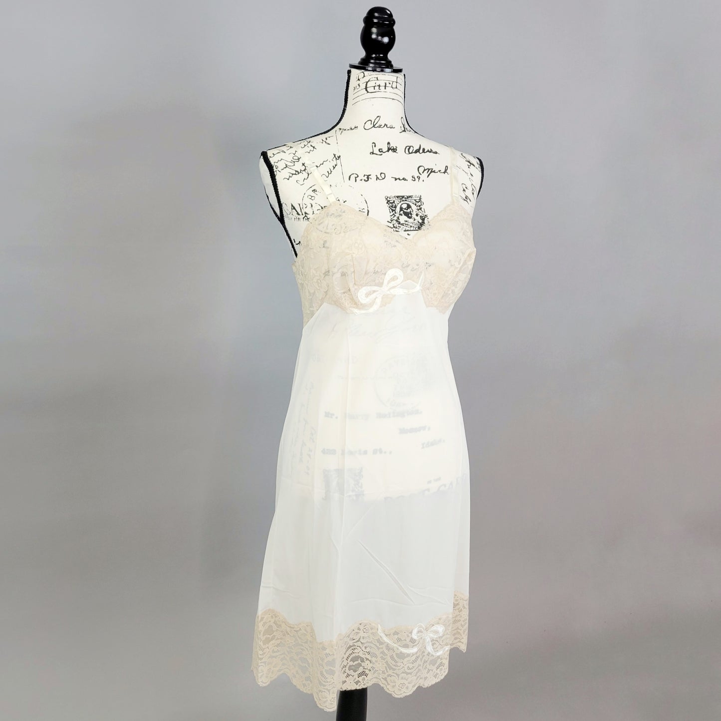 Vintage 60s Bow Detail Coquette Slip Dress by Vanity Fair