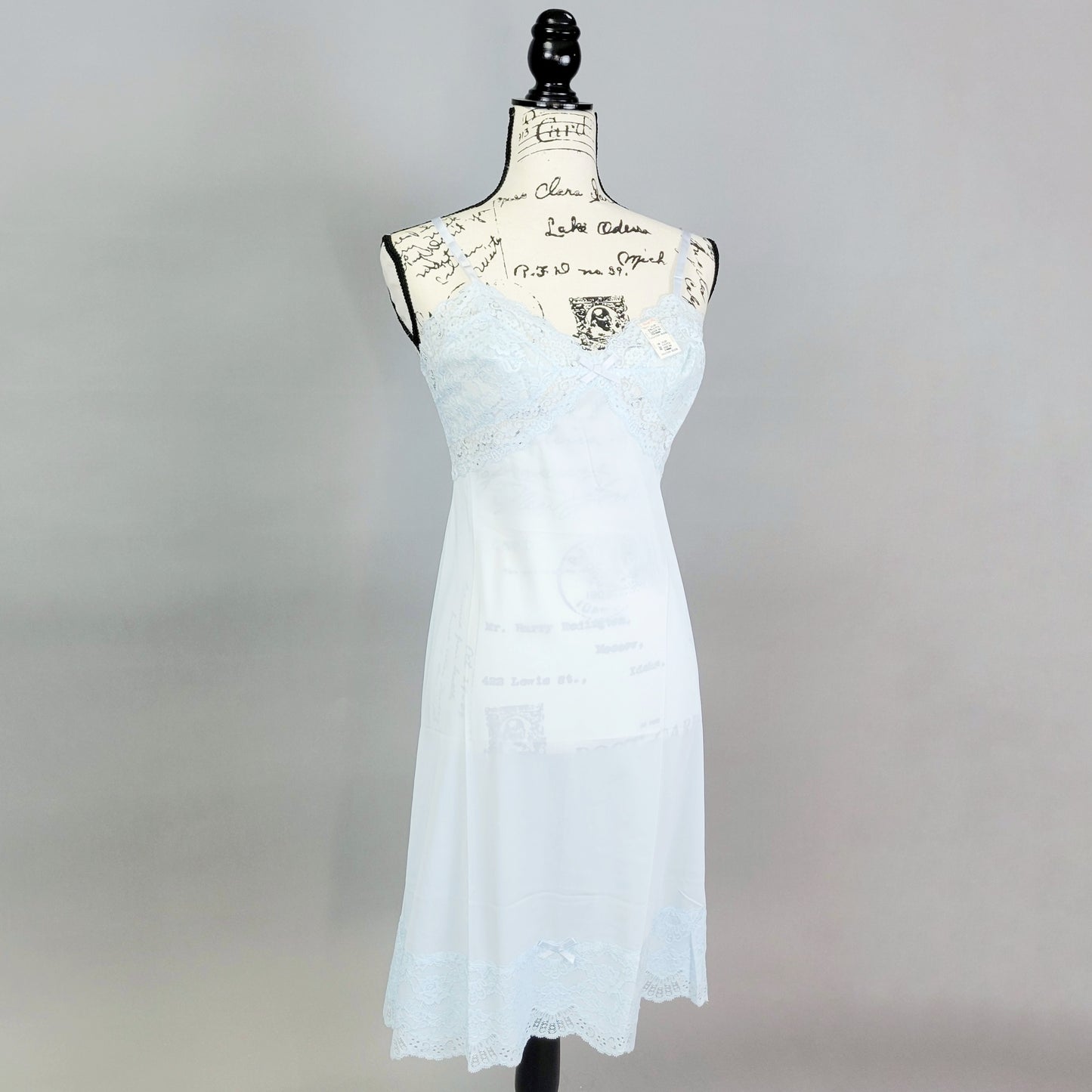 Vintage 60s Deadstock NWT Pastel Heaven Blue Coquette Slip Dress by Vanity Fair