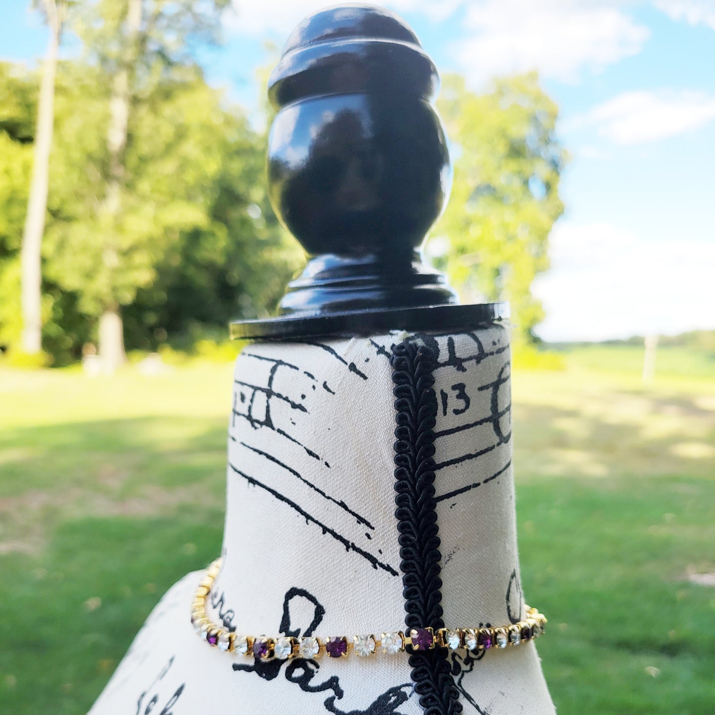 Vintage 90s Matching Jewelry Set Signed Tennis Bracelet and Crystal Choker by Trifari