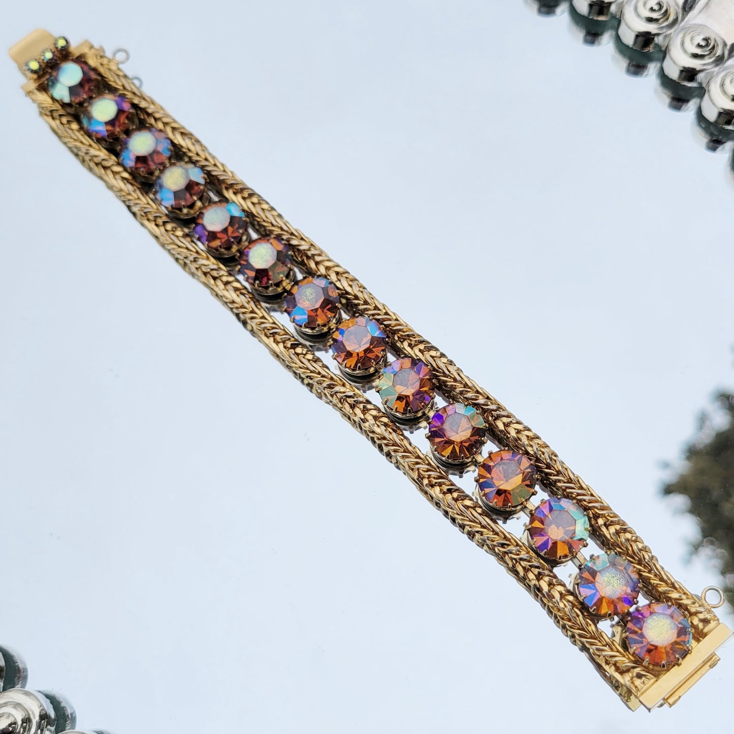Vintage 60s Signed Hattie Carnegie Aurora Borealis Bracelet