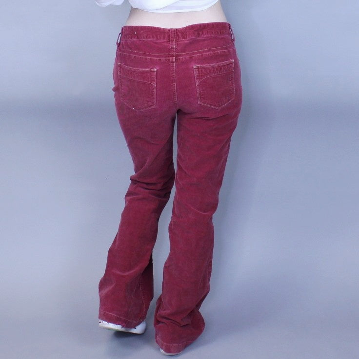 Vintage Y2k Red Corduroy Flares by SO Stretch