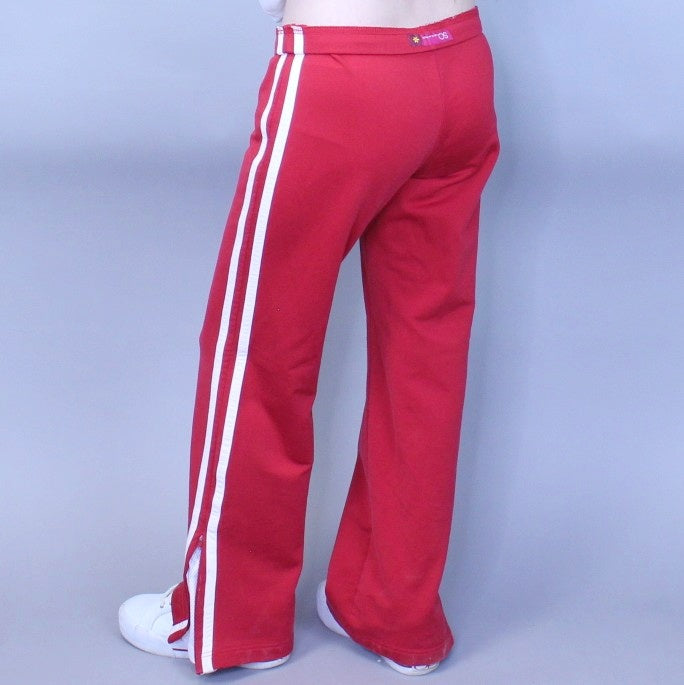 Vintage Y2k Low Rise Zip Side Bell Bottom Flare Cherry Red Sweatpants Track Pants