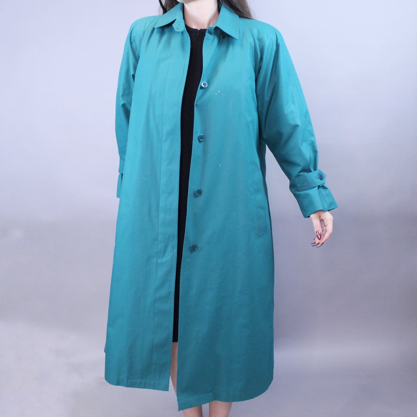 Vintage 80s Teal London Fog Trench Coat