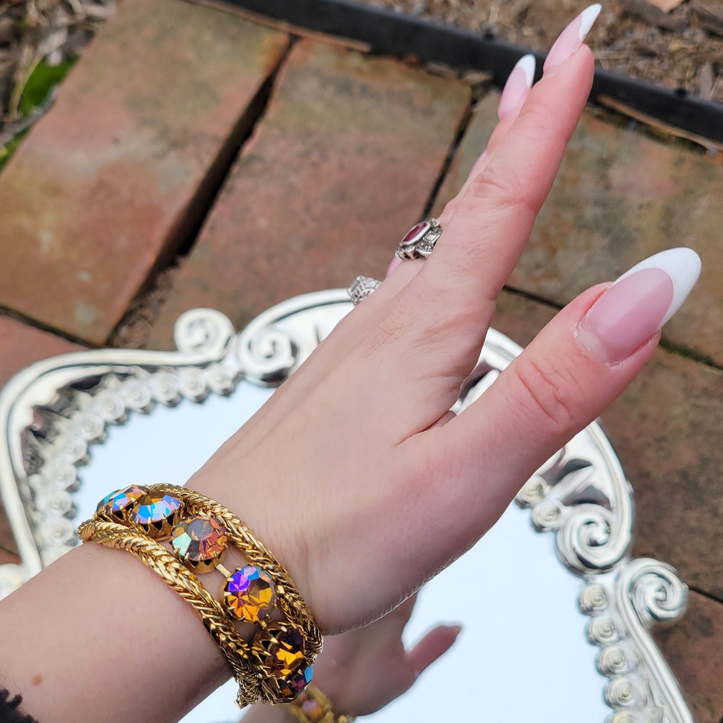 Vintage 60s Signed Hattie Carnegie Aurora Borealis Bracelet
