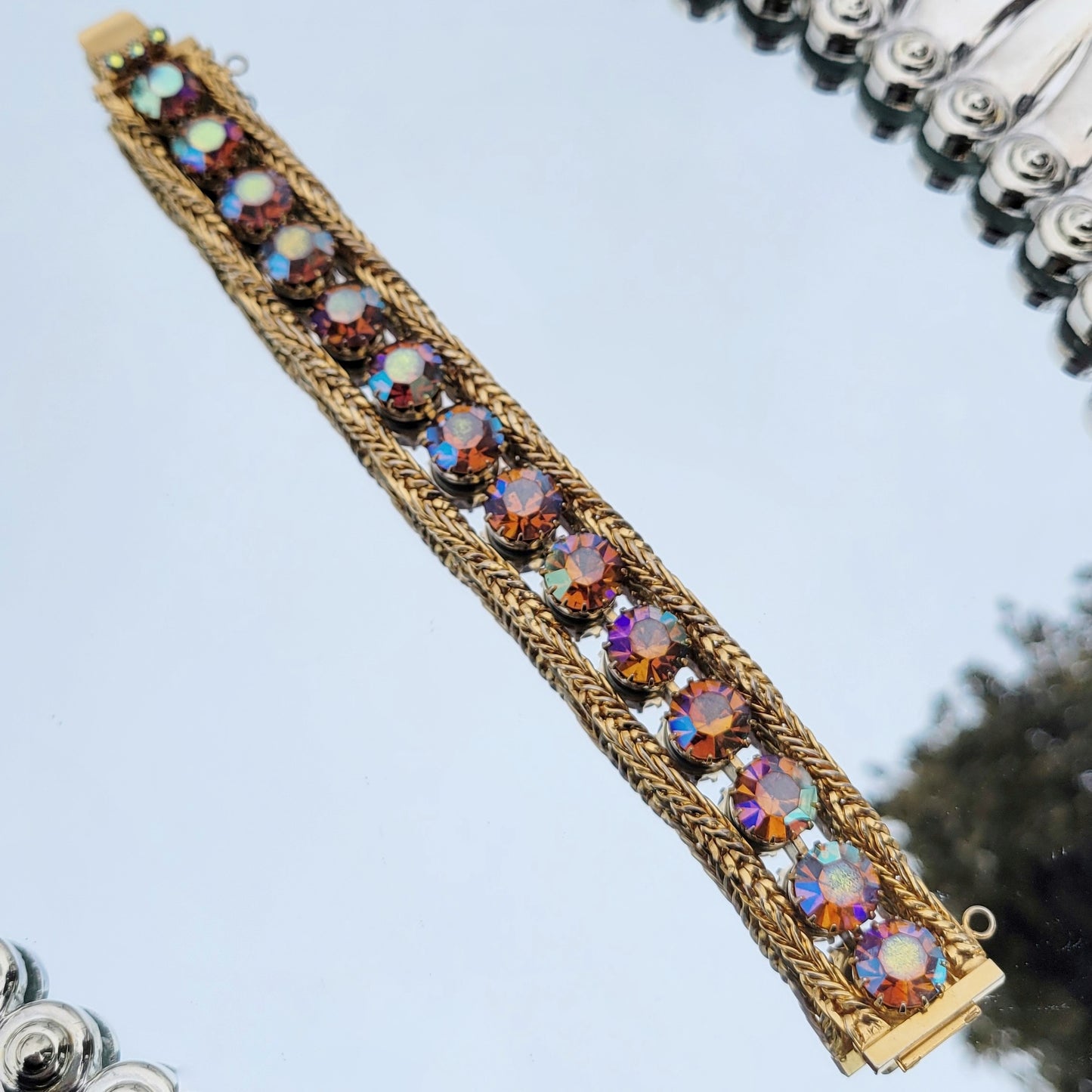 Vintage 60s Signed Hattie Carnegie Aurora Borealis Bracelet