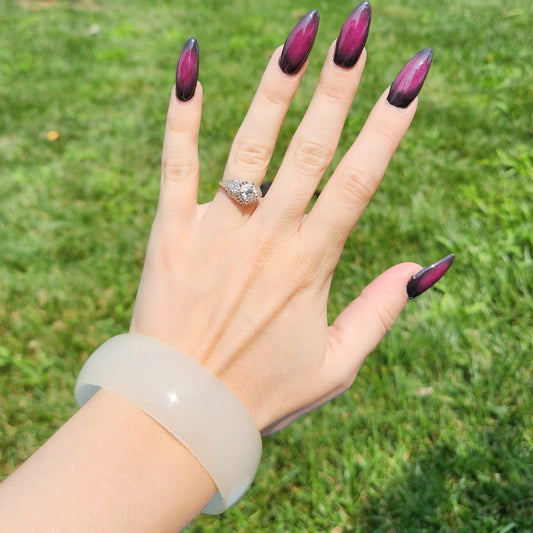 Vintage 80s White. Jade Bangle Bracelet