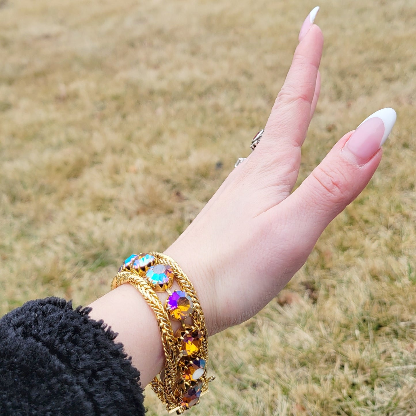 Vintage 60s Signed Hattie Carnegie Aurora Borealis Bracelet