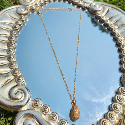 Vintage 80s Pastel Faberge Egg Necklace by Avon
