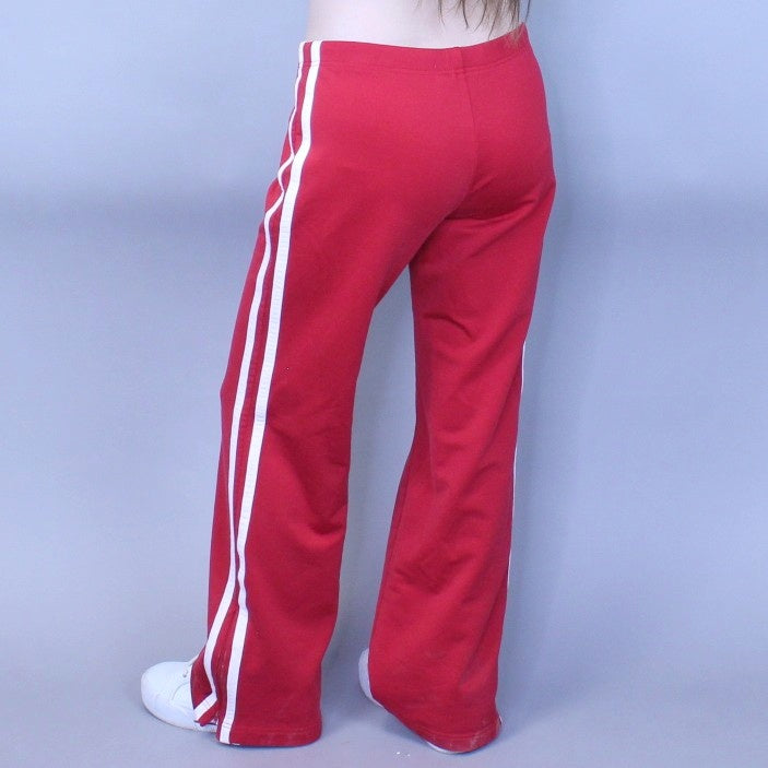 Vintage Y2k Low Rise Zip Side Bell Bottom Flare Cherry Red Sweatpants Track Pants
