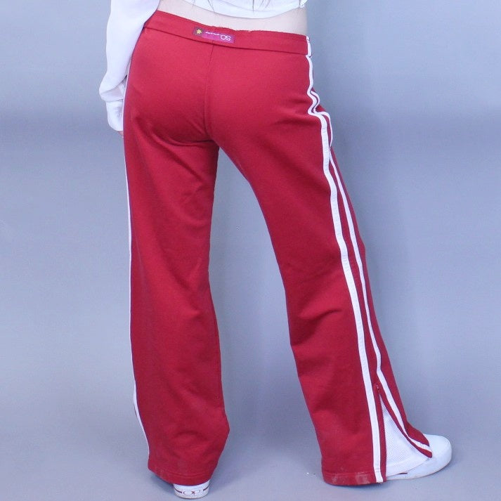Vintage Y2k Low Rise Zip Side Bell Bottom Flare Cherry Red Sweatpants Track Pants