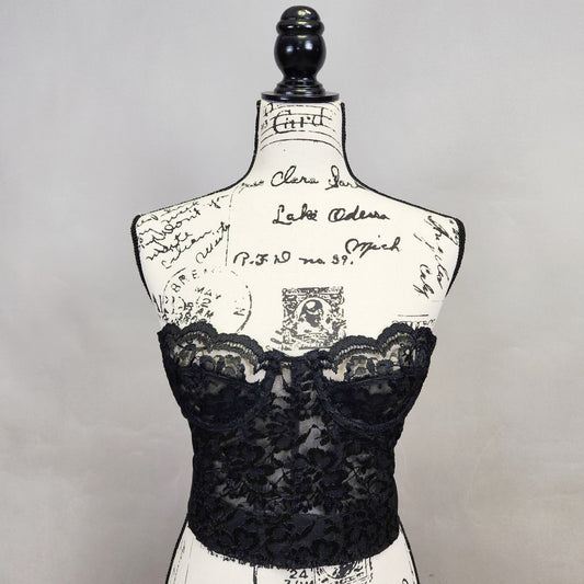 Vintage 80s Victoria's Secret Gold Label Black Lace Bustier