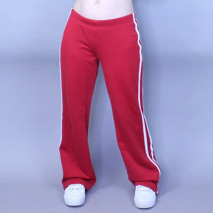 Vintage Y2k Low Rise Zip Side Bell Bottom Flare Cherry Red Sweatpants Track Pants