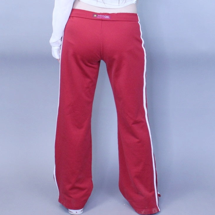 Vintage Y2k Low Rise Zip Side Bell Bottom Flare Cherry Red Sweatpants Track Pants