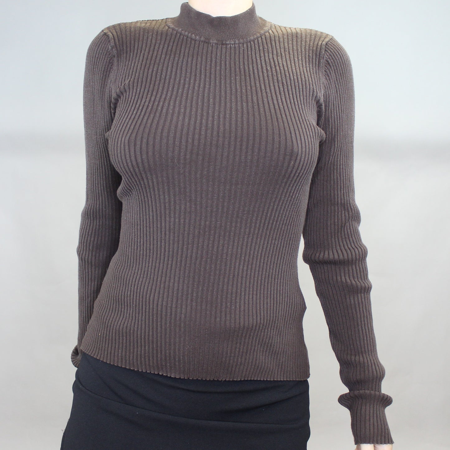 Vintage Y2k Long Sleeve Ribbed Mock Neck by August Silk