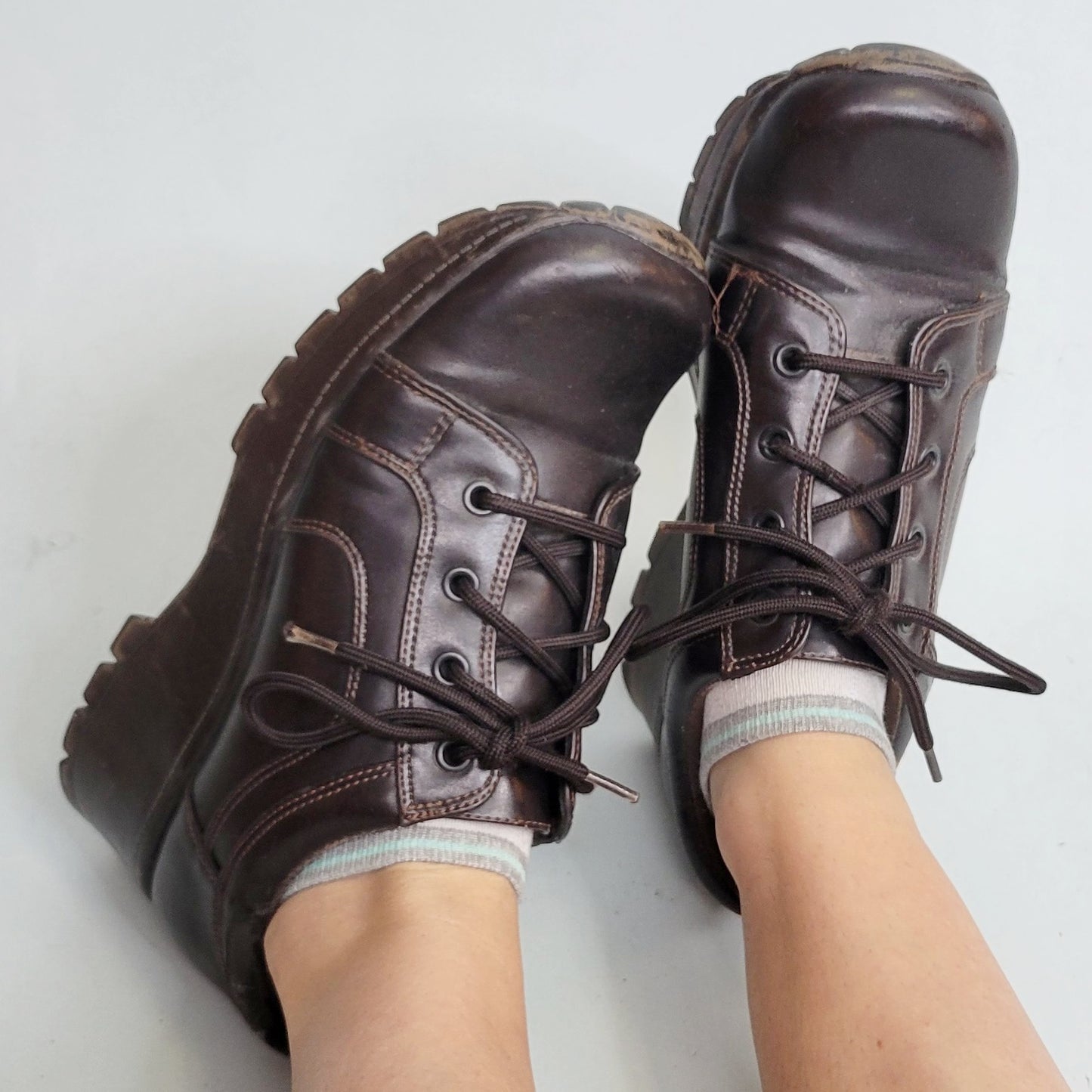Vintage Y2k Chunky Wedge Sneakers by Lower East Side