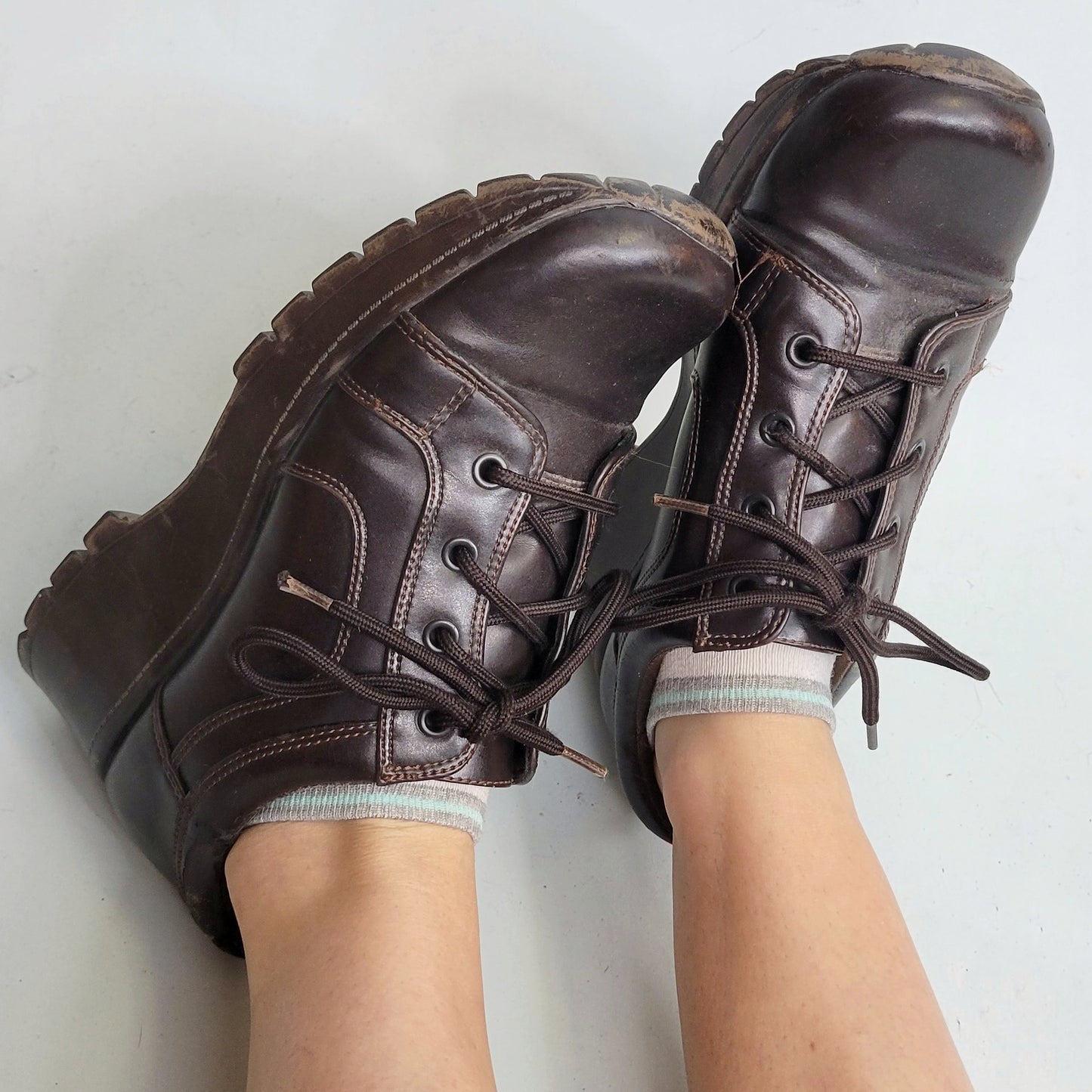 Vintage Y2k Chunky Wedge Sneakers by Lower East Side