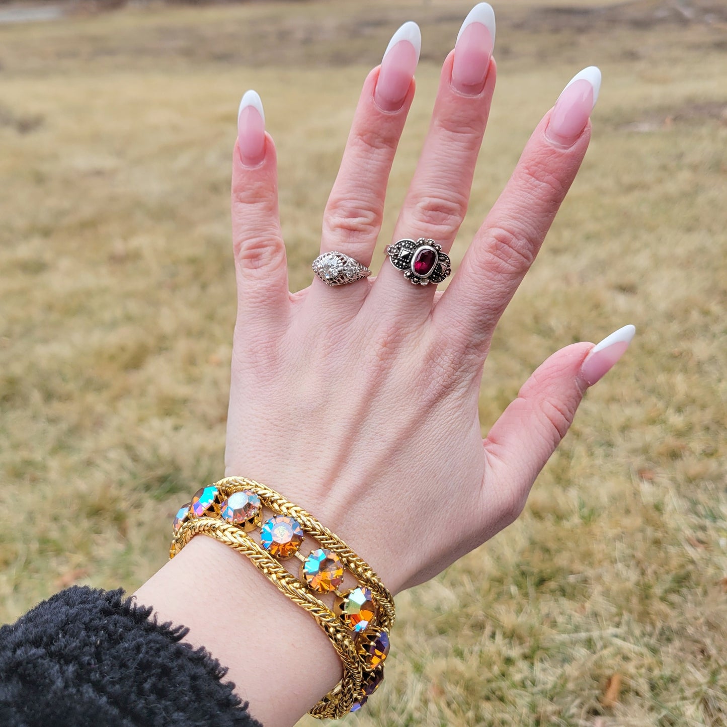 Vintage 60s Signed Hattie Carnegie Aurora Borealis Bracelet