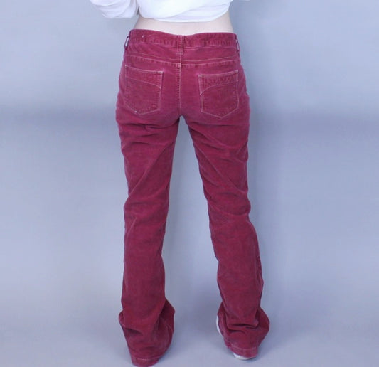 Vintage Y2k Red Corduroy Flares by SO Stretch