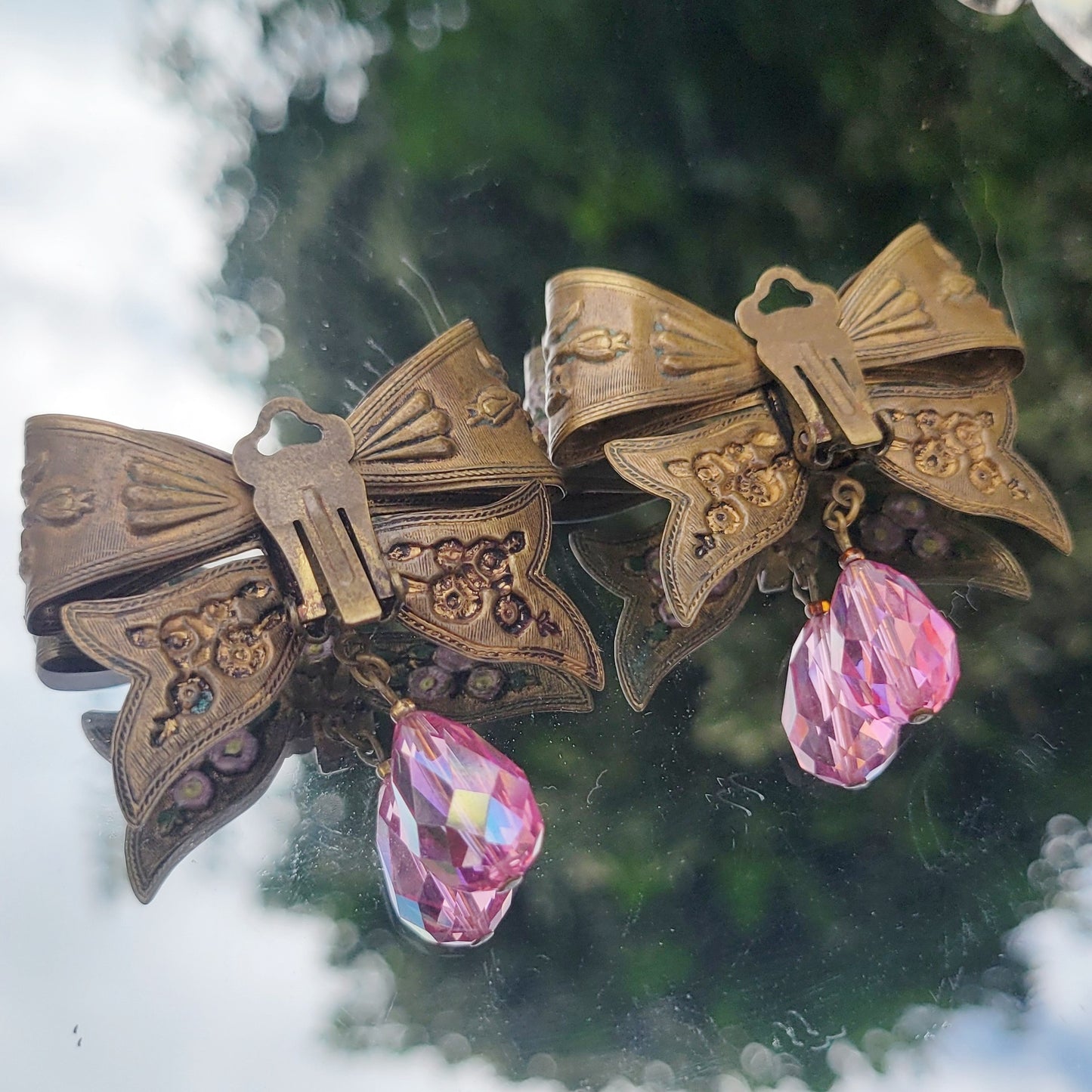 Vintage 70s Giant Coquette Bow Earrings