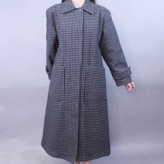 Vintage 80s Reversible Houndstooth Green Coat by London Fog