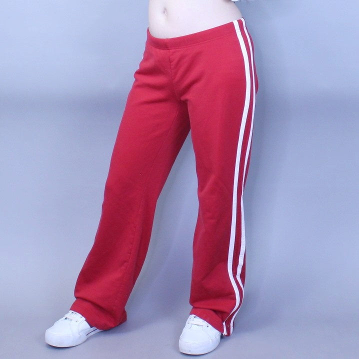 Vintage Y2k Low Rise Zip Side Bell Bottom Flare Cherry Red Sweatpants Track Pants