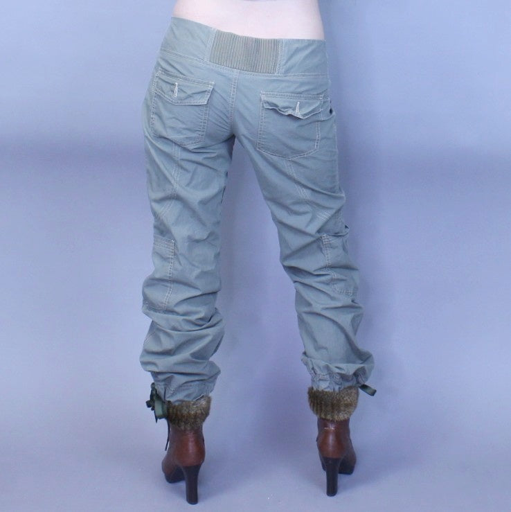 Vintage Y2k Low Rise Green Cargo Pants with Full Zip By Blue Asphalt