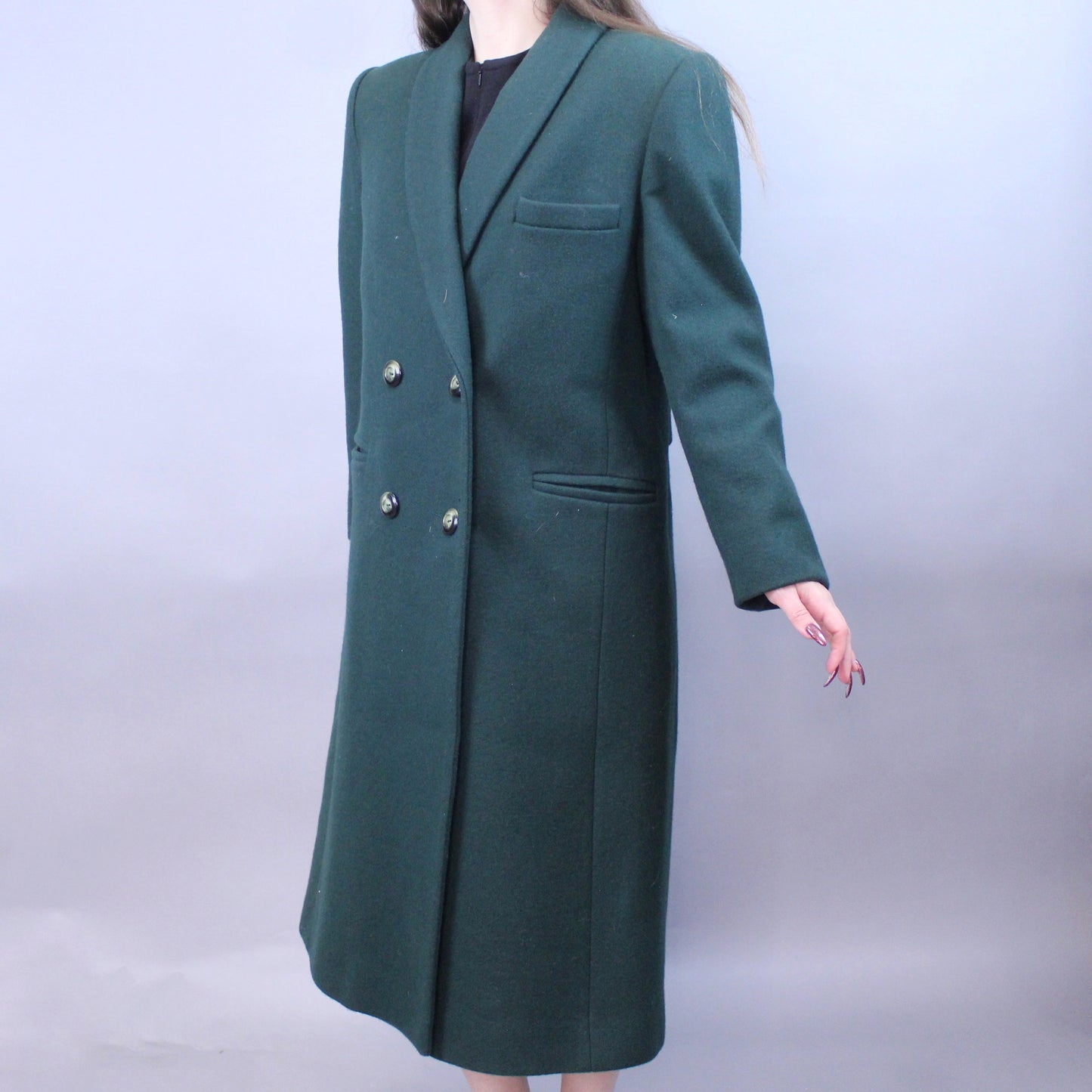 Vintage 80s Formal Green Overcoat