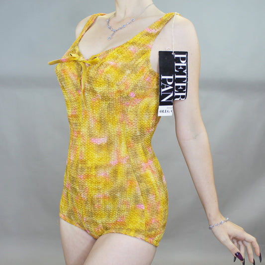 Deadstock NWT Vintage 60s Shirred Swimsuit from Peter Pan by Oleg Cassini