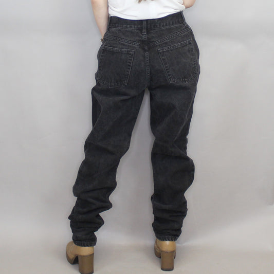 Vintage 90s Black Denim High Waisted Slim Fit Mom Jeans by Gap