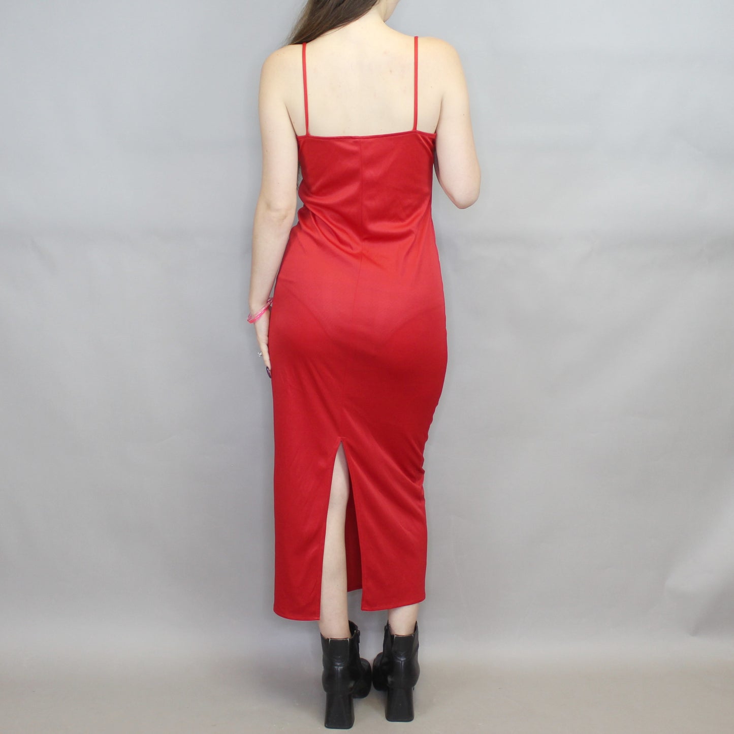 Vintage 80s Red Maxi Length Slip Dress