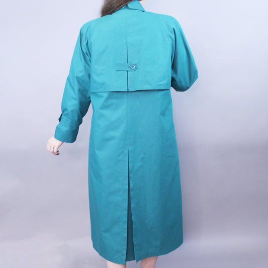 Vintage 80s Teal London Fog Trench Coat