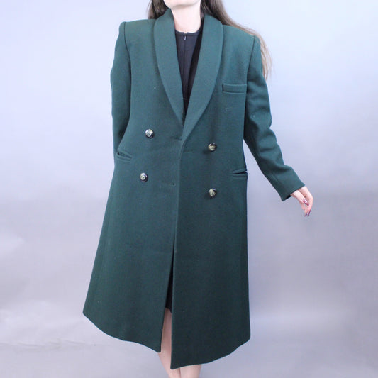 Vintage 80s Formal Green Overcoat