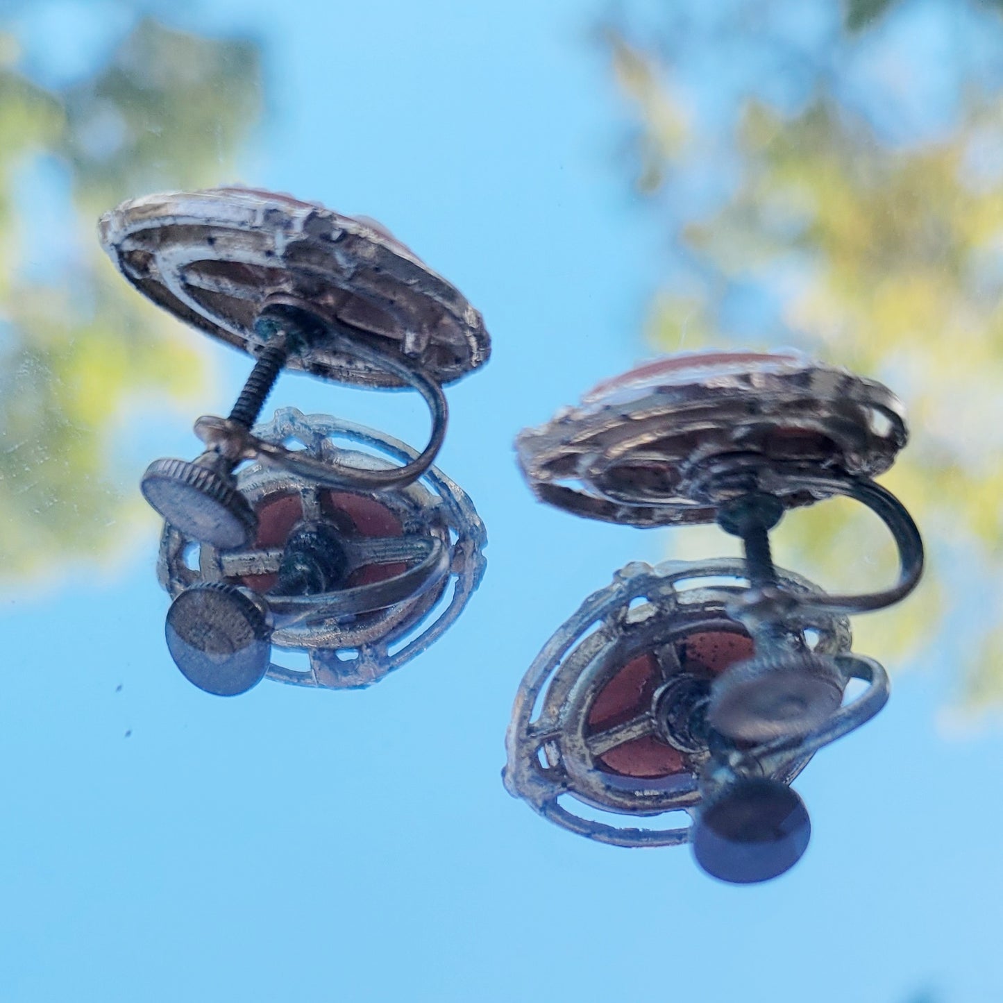 Vintage 60s Cameo Screw Back Earrings