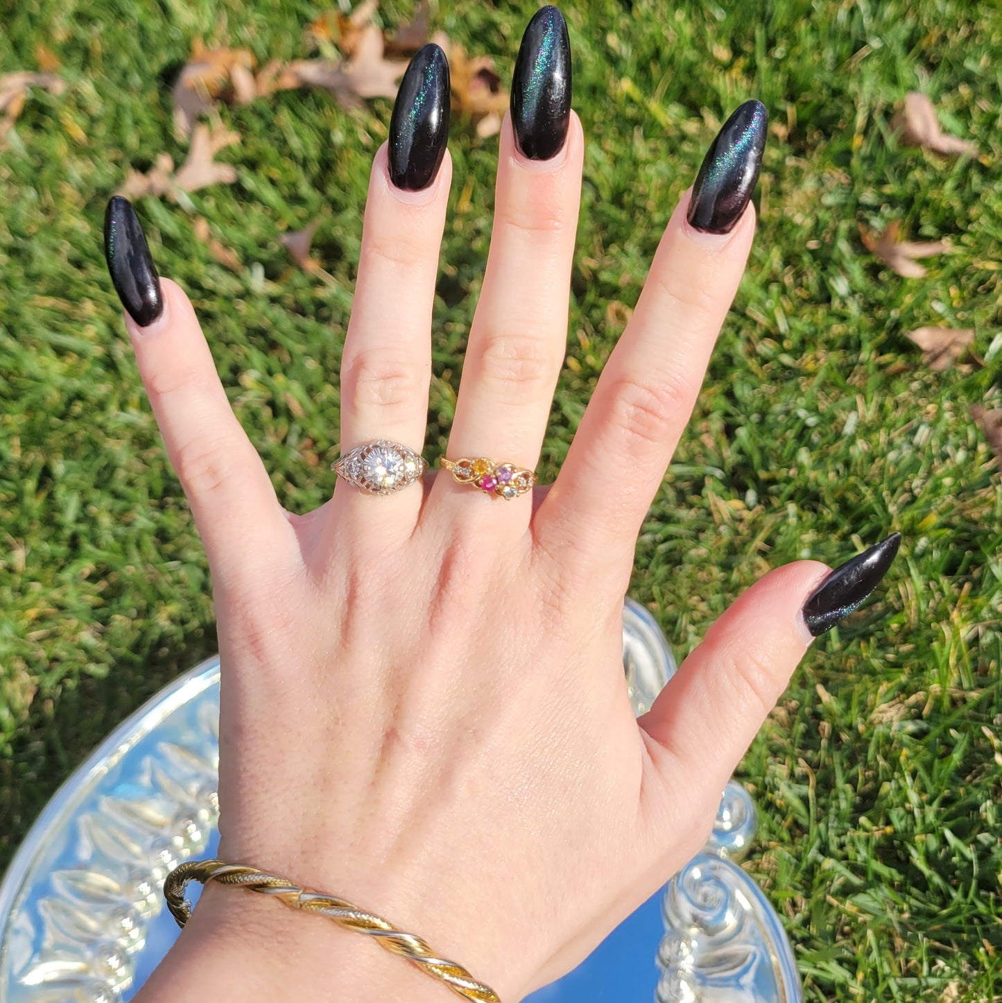 Vintage 90s 14k Gold Multi-stone Ring