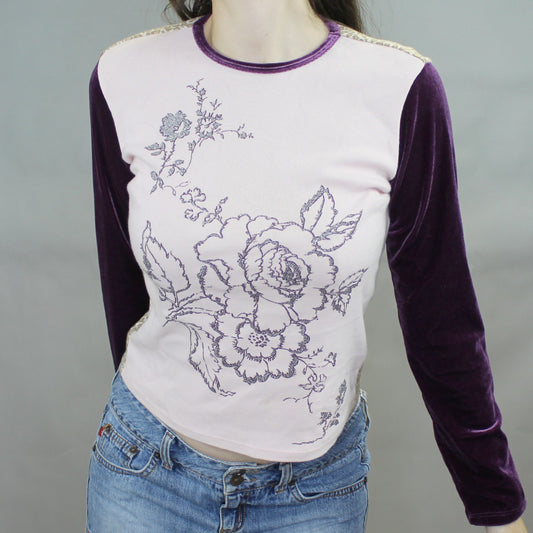 Vintage Y2k Patchwork Long Sleeve Baby Tee by Gap