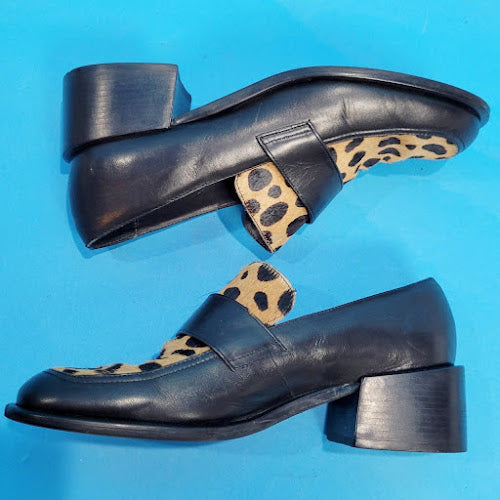 Vintage 90s cheetah Print Fuzzy Loafers from Reaction a Kenneth Cole Production