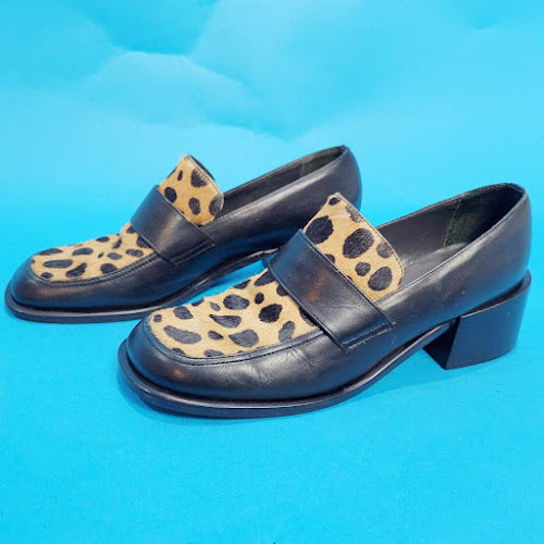 Vintage 90s cheetah Print Fuzzy Loafers from Reaction a Kenneth Cole Production