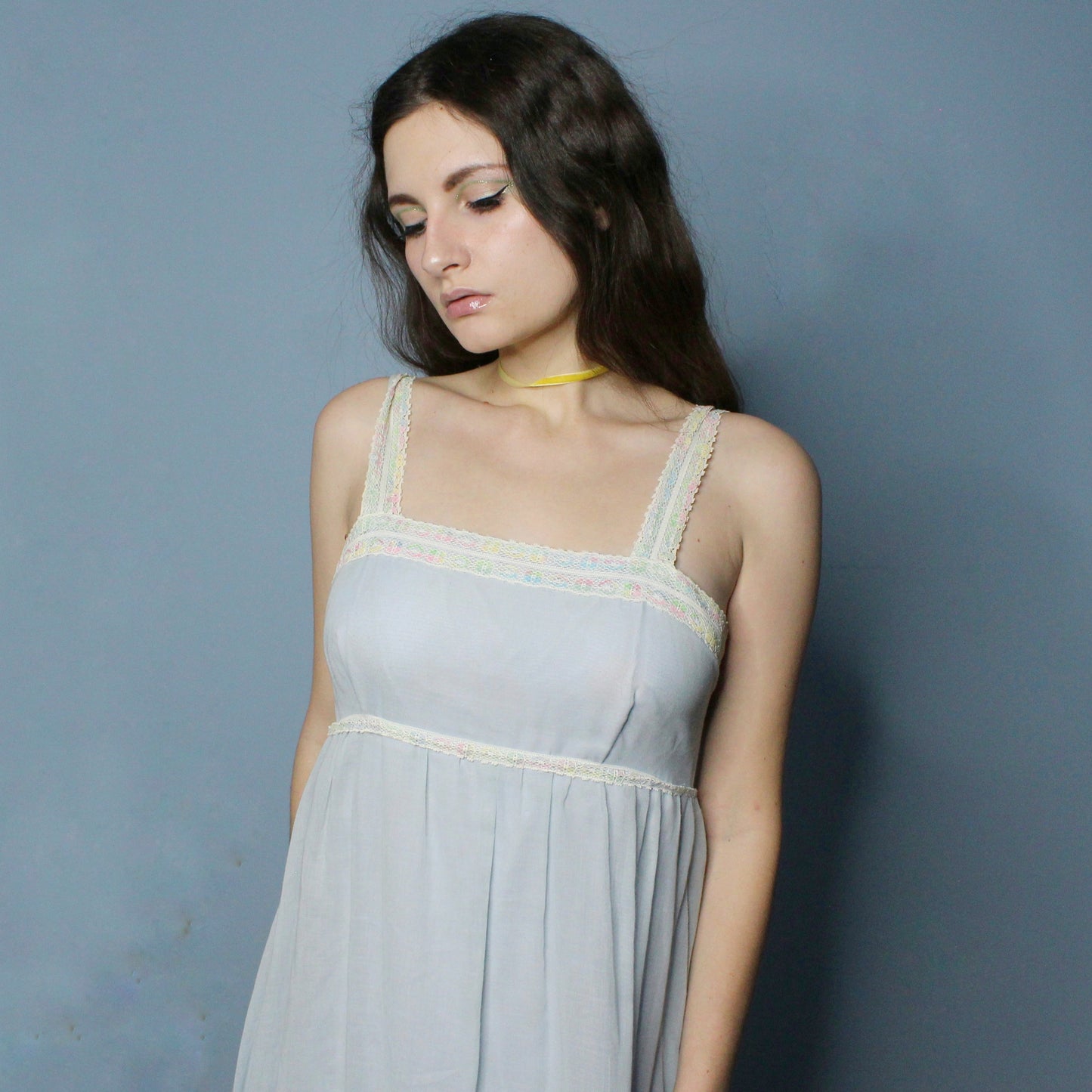 Vintage 80s Pastel 2 Piece Prairie Dress Set