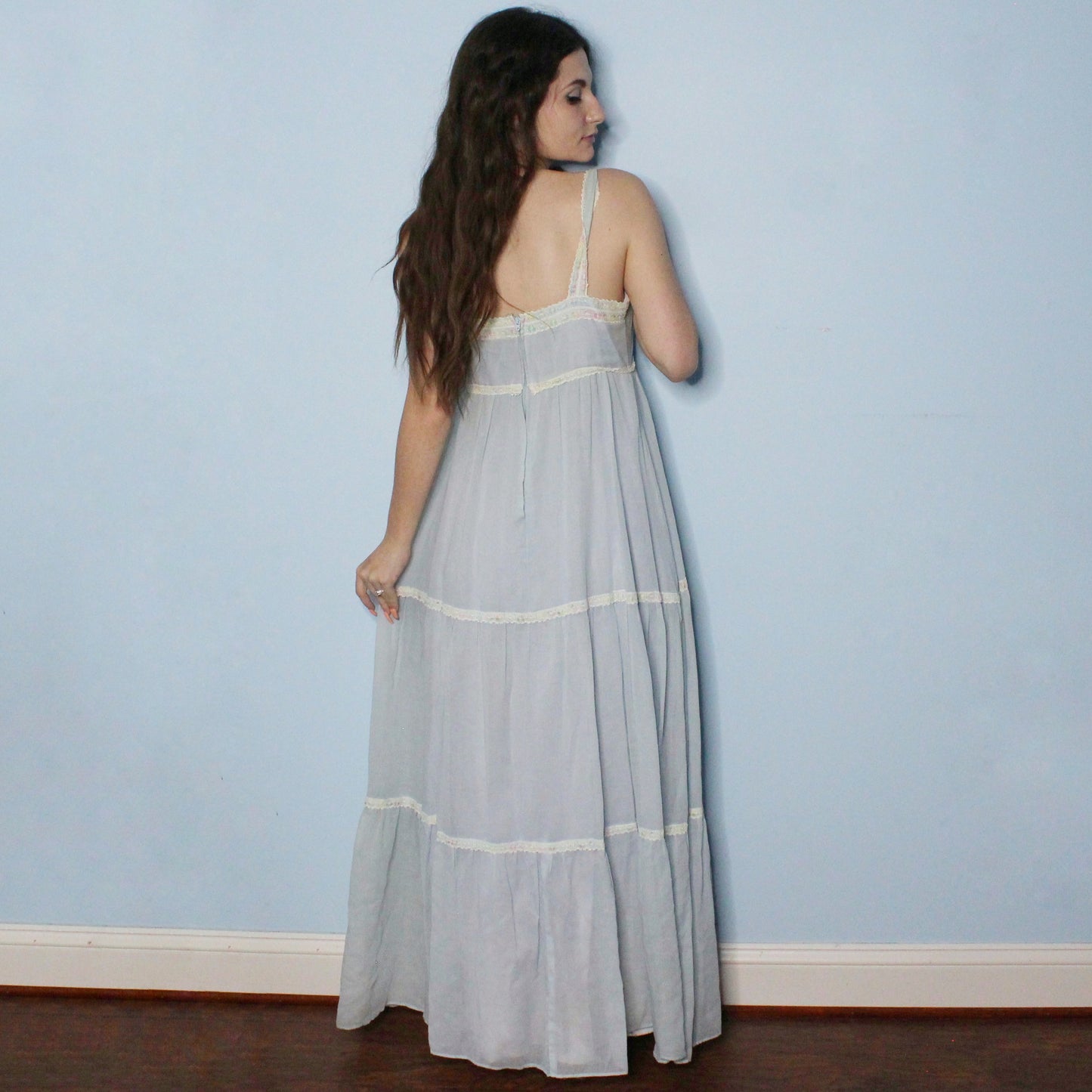 Vintage 80s Pastel 2 Piece Prairie Dress Set