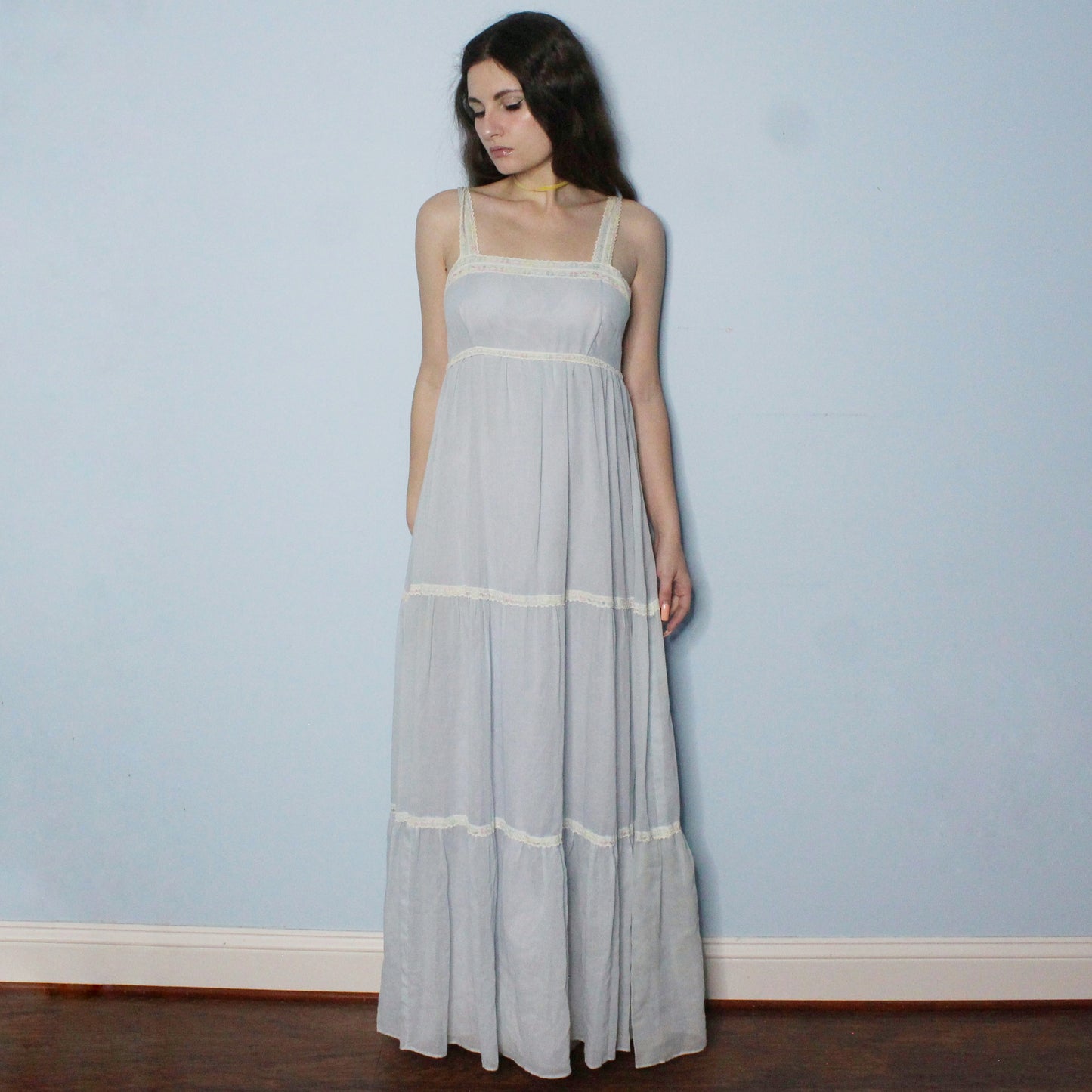 Vintage 80s Pastel 2 Piece Prairie Dress Set