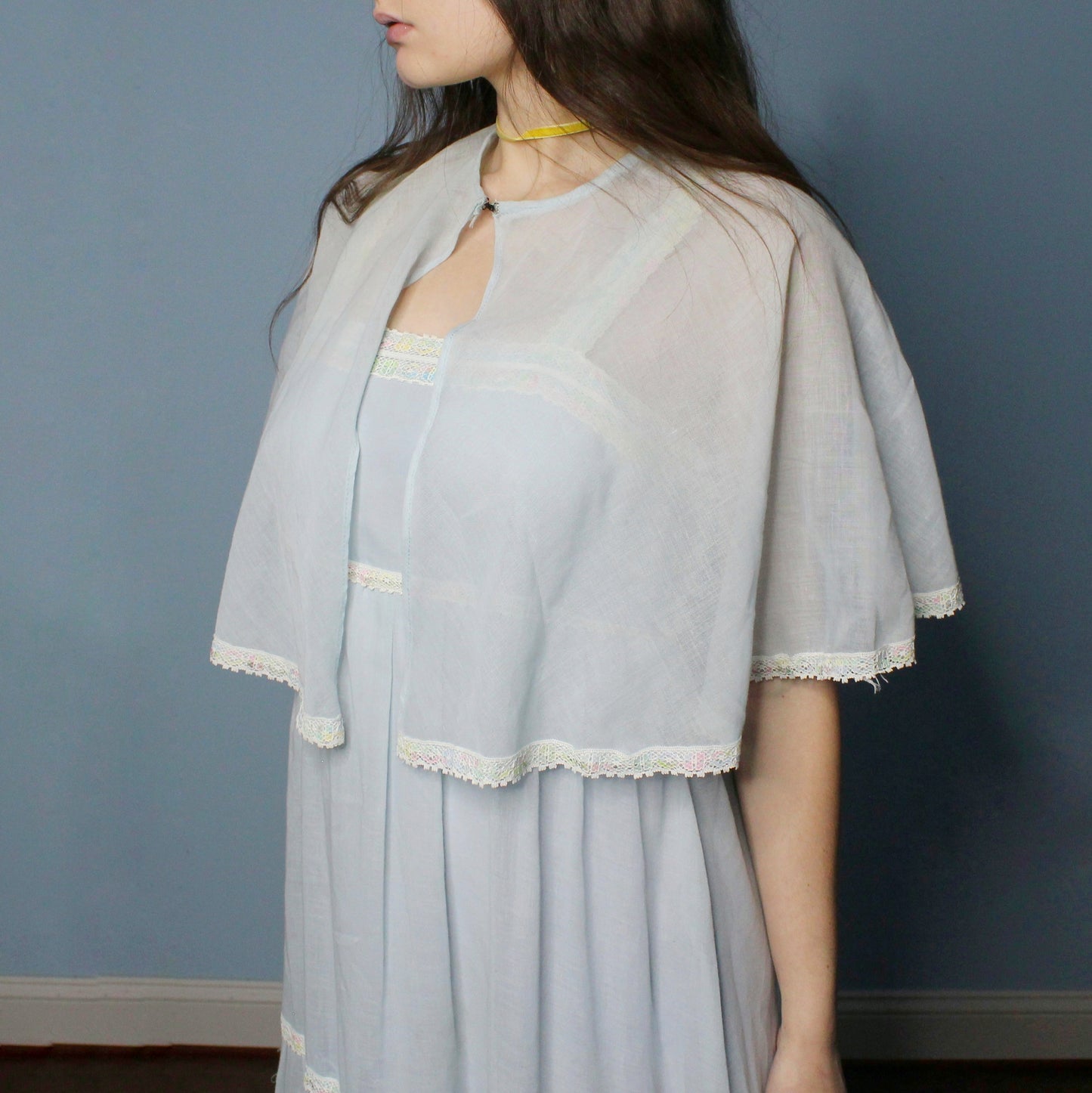Vintage 80s Pastel 2 Piece Prairie Dress Set