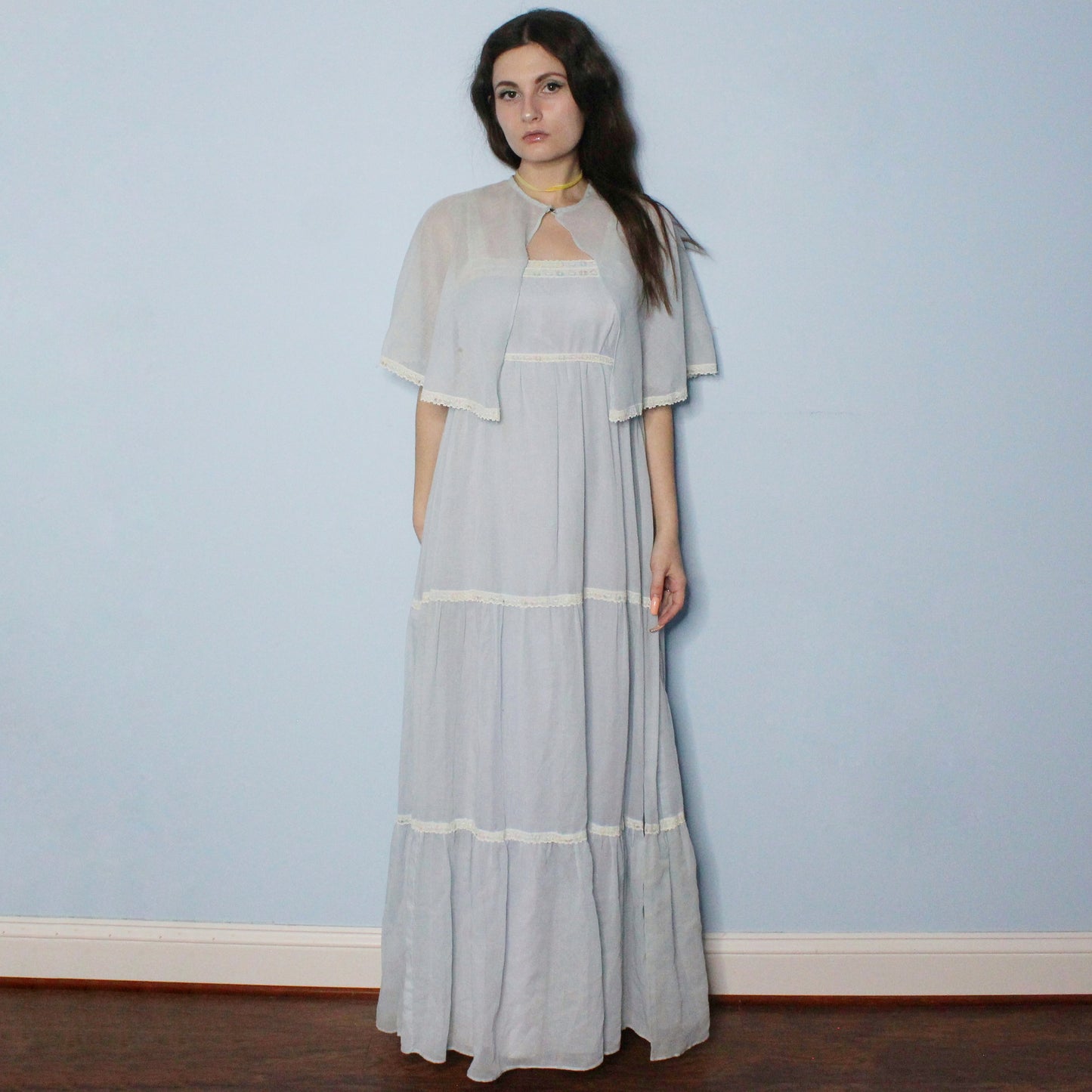 Vintage 80s Pastel 2 Piece Prairie Dress Set