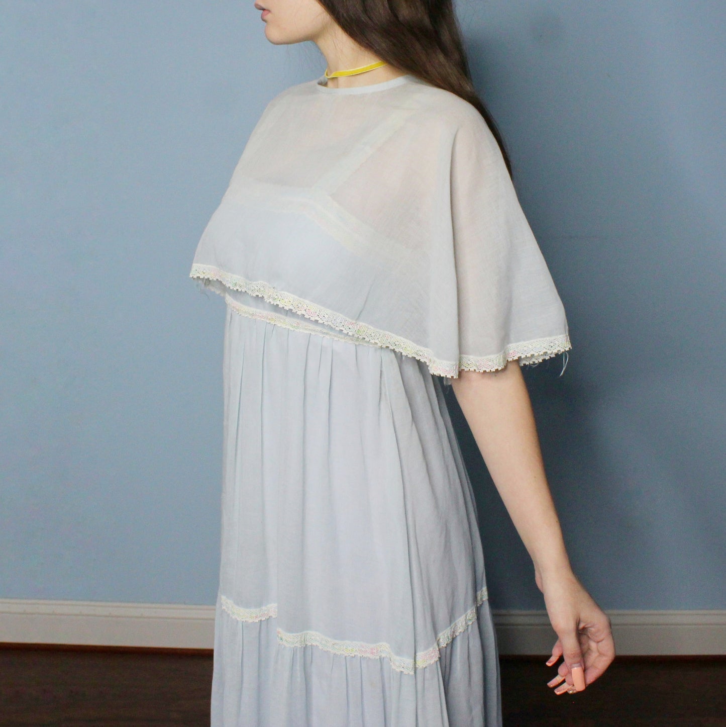 Vintage 80s Pastel 2 Piece Prairie Dress Set