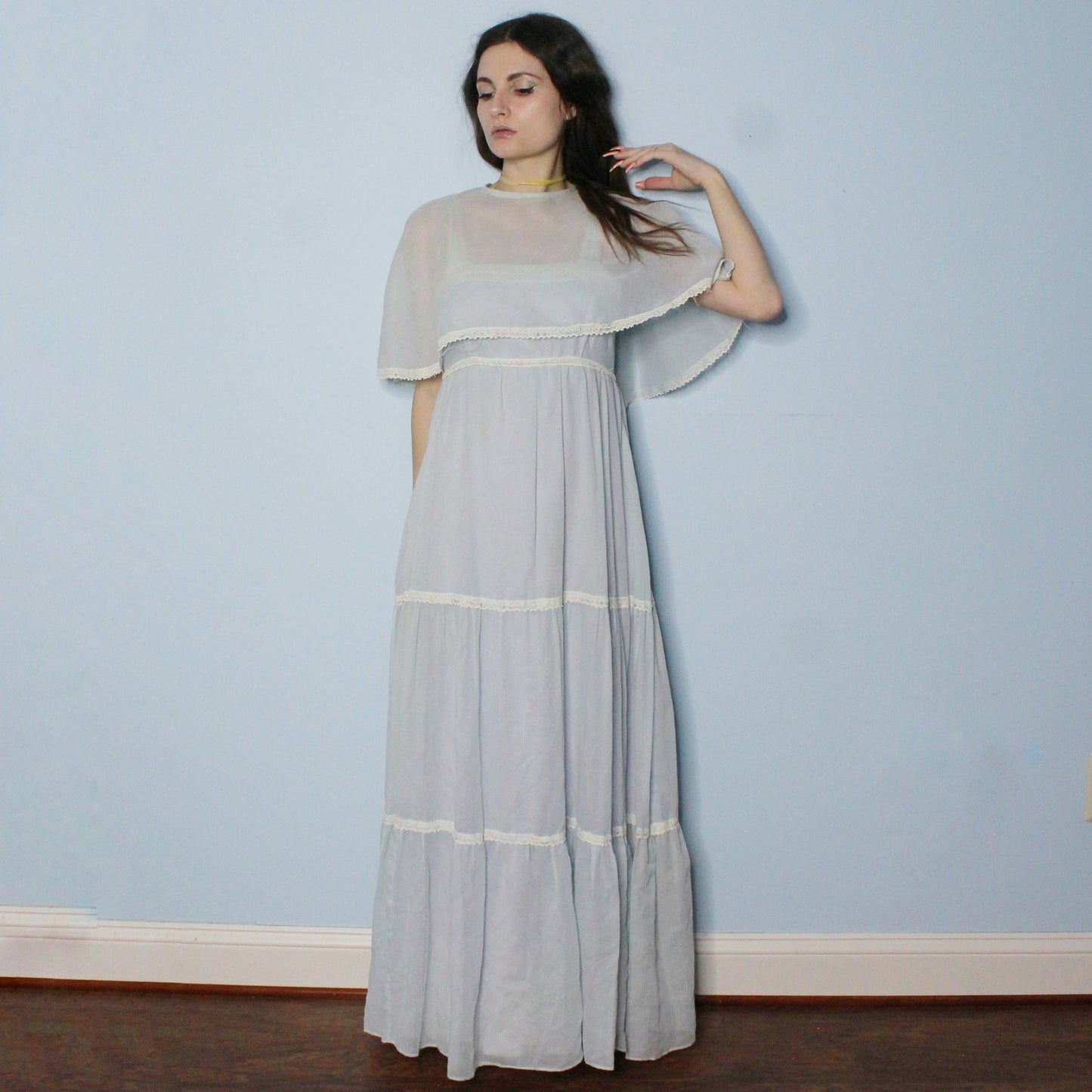 Vintage 80s Pastel 2 Piece Prairie Dress Set