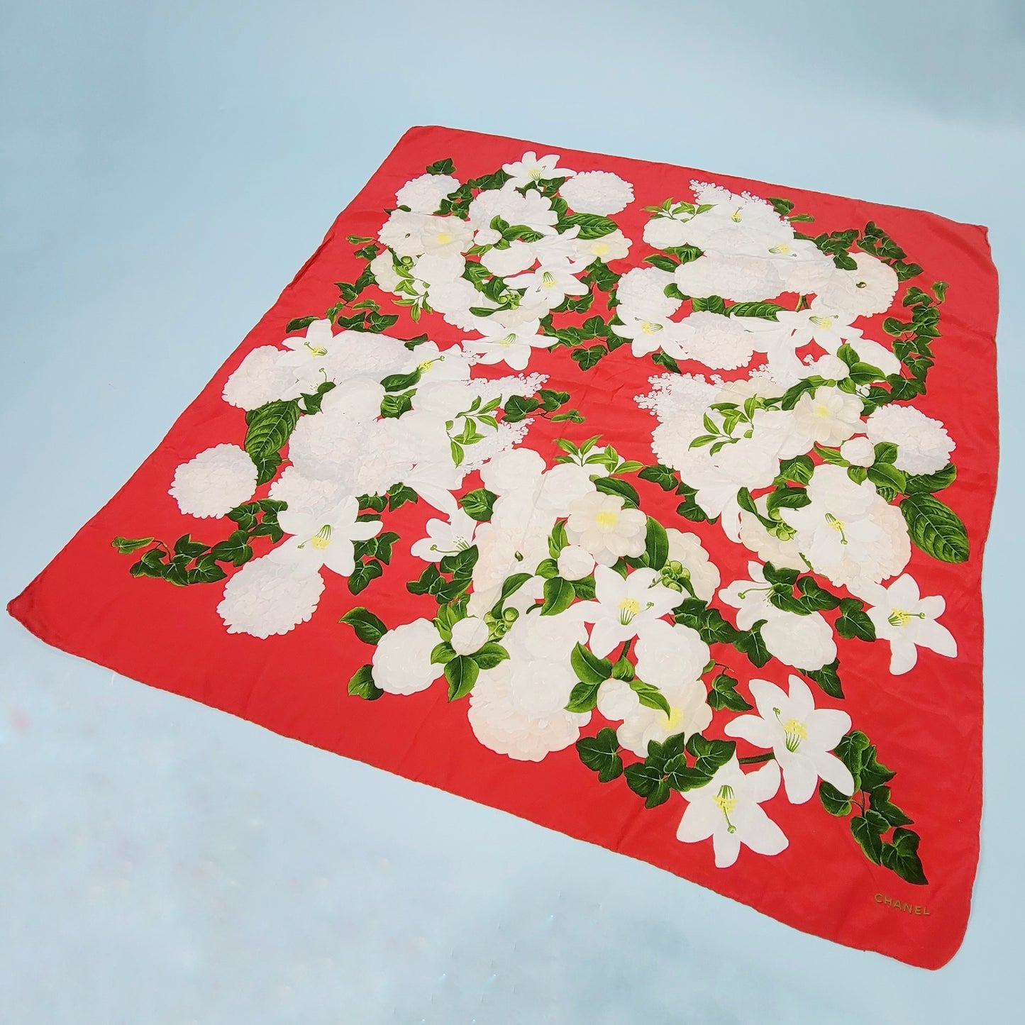 Vintage Y2k Silk Chanel Floral Scarf