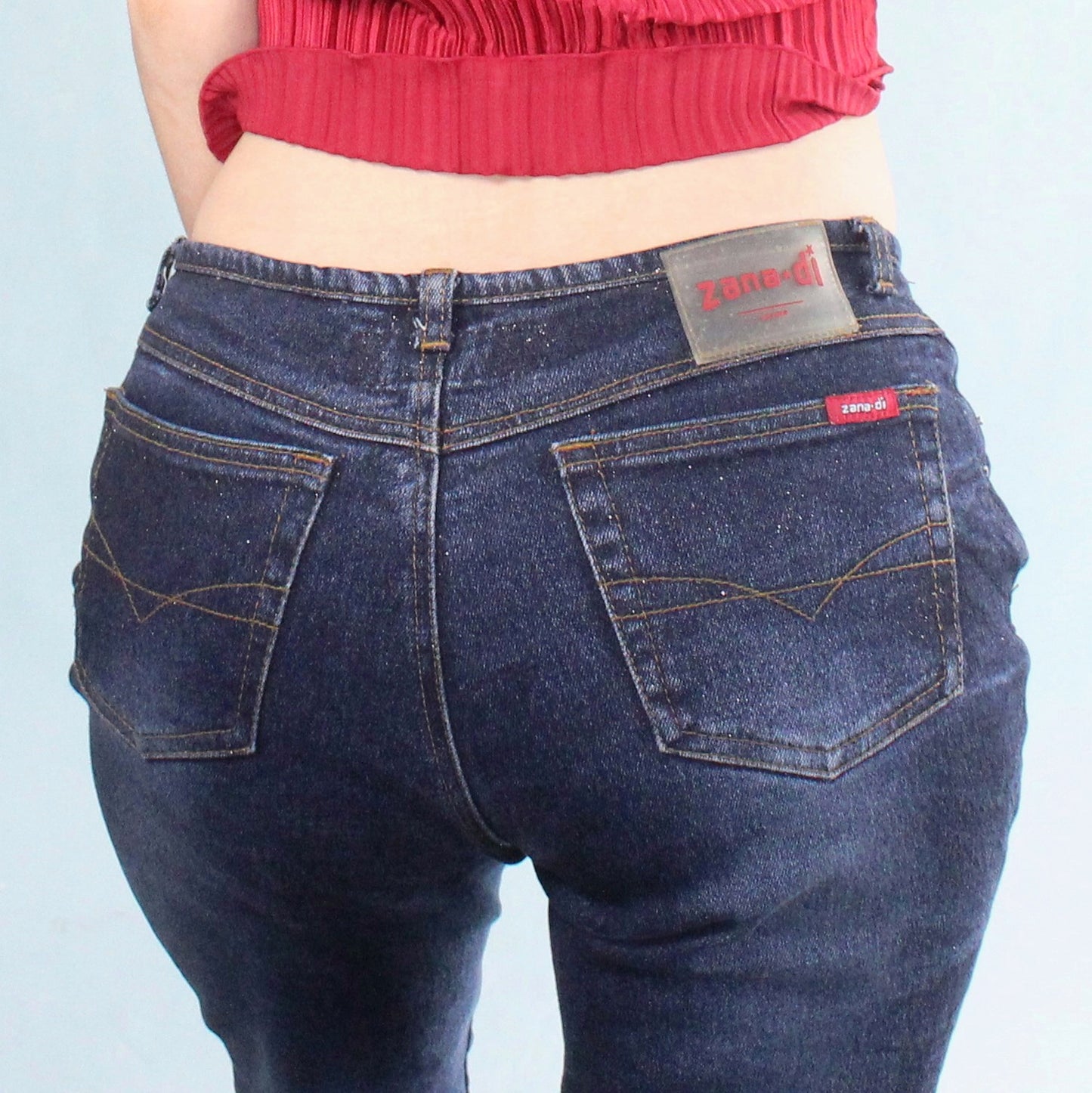 Vintage Y2k Low Rise Glitter Jeans by Zana Di